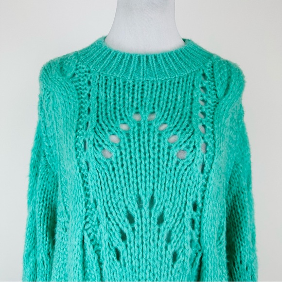TOPSHOP Seafoam Green Chunky Sweater Size Large - Picture 3 of 8